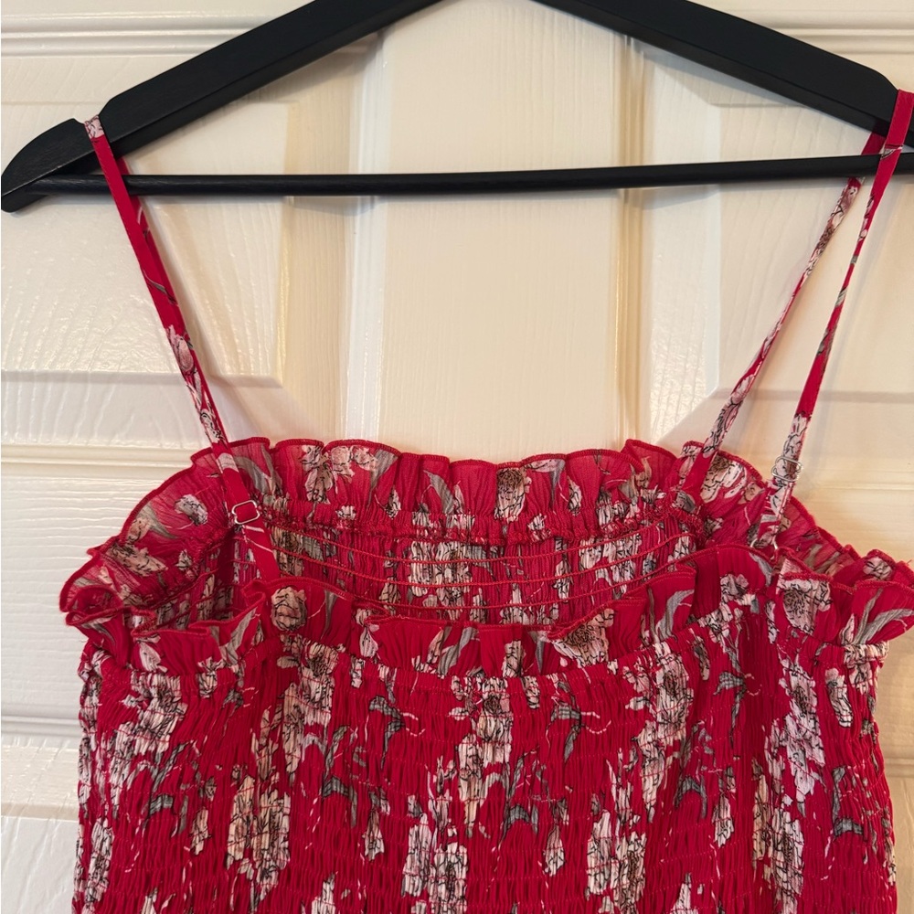 Spring Chic Red Floral Layered Dress - Picture 2 of 4
